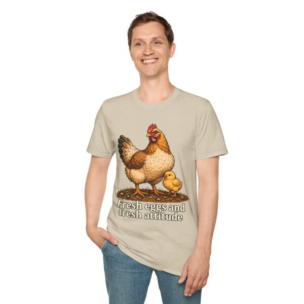 Chicken Farm T-Shirt — "Fresh Eggs and Fresh Attitude" Hen & Chick Tee