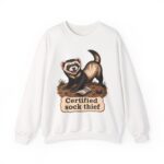 Certified Sock Thief Sweatshirt — Cute Ferret/Weasel Graphic Crewneck