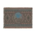Woven Blanket - Southwestern Mountain Scene Blanket with Geometric Shapes