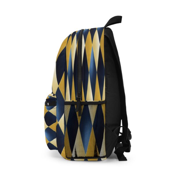 Backpack - Blue and Gold Diamond Geometric Pattern Design