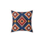 Square Pillow - Blue, Black, Orange, and Yellow Diamond Print