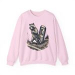 Raccoon in Ditch Vintage Crewneck Sweatshirt — Retro Payphone Graphic