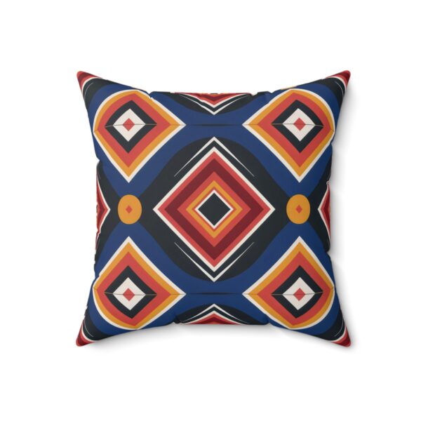 Square Pillow - Blue, Black, Orange, and Yellow Diamond Print
