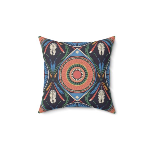 Square Pillow Tribal Art Design Pink Green White Light Blue Pattern