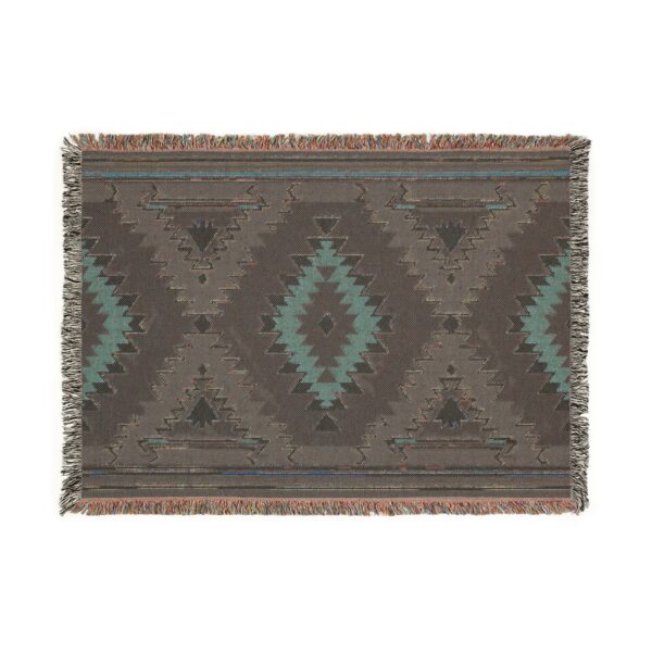 Woven Blanket - Aztec Southwestern Metro Blue Burnt Orange Yellow Black Pattern Print