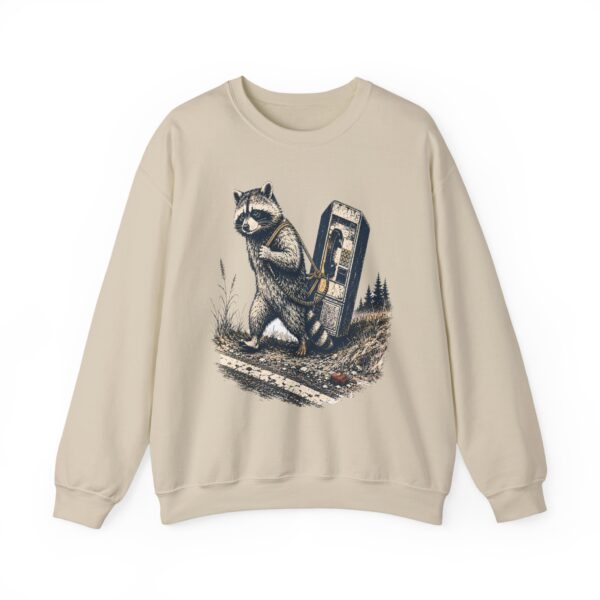 Raccoon in Ditch Vintage Crewneck Sweatshirt — Retro Payphone Graphic