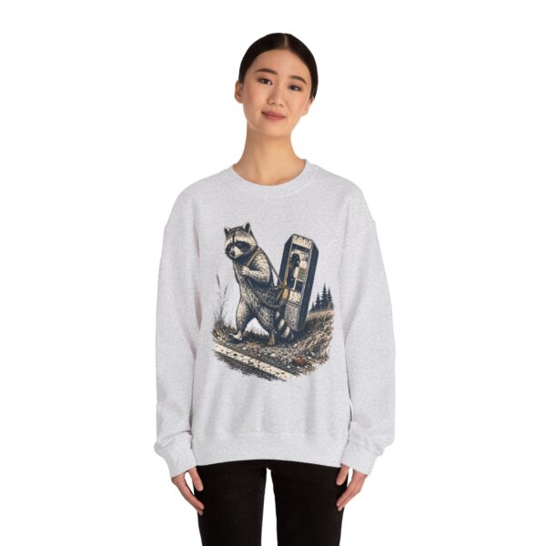 Raccoon in Ditch Vintage Crewneck Sweatshirt — Retro Payphone Graphic