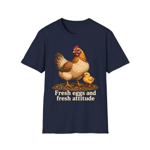 Chicken Farm T-Shirt — "Fresh Eggs and Fresh Attitude" Hen & Chick Tee