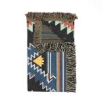 Woven Blanket - Aztec Southwestern Metro Blue Burnt Orange Yellow Black Pattern Print