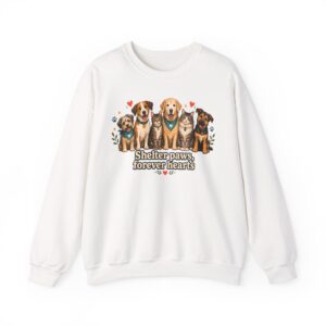 Shelter Paws Crewneck Sweatshirt — "Shelter Paws, Forever Hearts" Rescue Dog & Cat Pullover