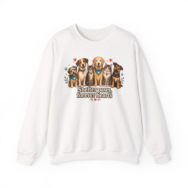 Shelter Paws Crewneck Sweatshirt — "Shelter Paws, Forever Hearts" Rescue Dog & Cat Pullover
