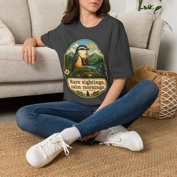 Rare Sightings Calm Mornings bird illustration T-Shirt | nature hiking outdoors