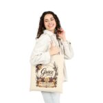 Grace Floral Canvas Tote Bag — 2 Corinthians 12:9 Inspirational Grocery & Bible Study Tote