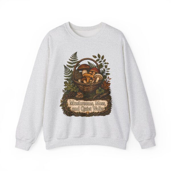 Mushroom Basket Sweatshirt — "Mushrooms, Moss, and Quiet Walks" Cozy Nature Crewneck
