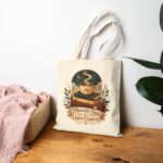 Moonlit Sips & Quiet Chapters Cotton Canvas Tote Bag — Cozy Booklover Nighttime Tote