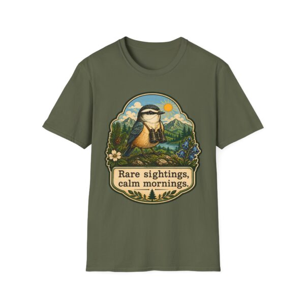 Rare Sightings Calm Mornings bird illustration T-Shirt | nature hiking outdoors