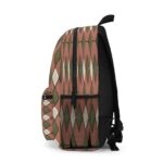 Backpack - Olive Green and White Diamond Geometric Pattern Print