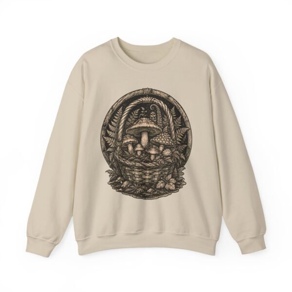 Vintage Woodcut Mushroom Basket Crewneck Sweatshirt