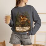 Mushroom Basket Sweatshirt — "Mushrooms, Moss, and Quiet Walks" Cozy Nature Crewneck