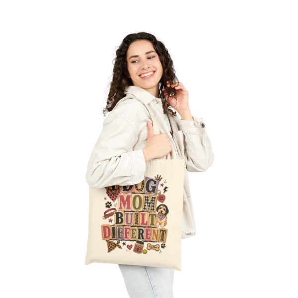 Dog Mom Built Different Canvas Tote Bag — Cotton Grocery & Market Bag