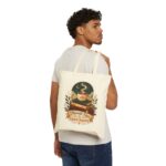 Moonlit Sips & Quiet Chapters Cotton Canvas Tote Bag — Cozy Booklover Nighttime Tote