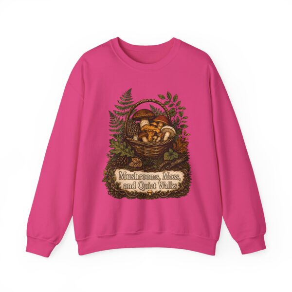 Mushroom Basket Sweatshirt — "Mushrooms, Moss, and Quiet Walks" Cozy Nature Crewneck