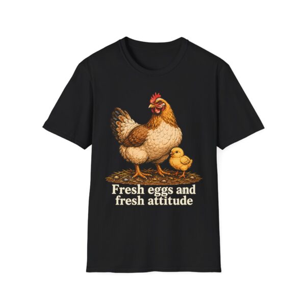 Chicken Farm T-Shirt — "Fresh Eggs and Fresh Attitude" Hen & Chick Tee