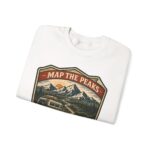 Vintage Mountain Camping Crewneck — "Map the Peaks / Camp the Quiet Miles"