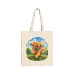 Happy Golden Retriever Running in Sunshine Canvas Tote Bag