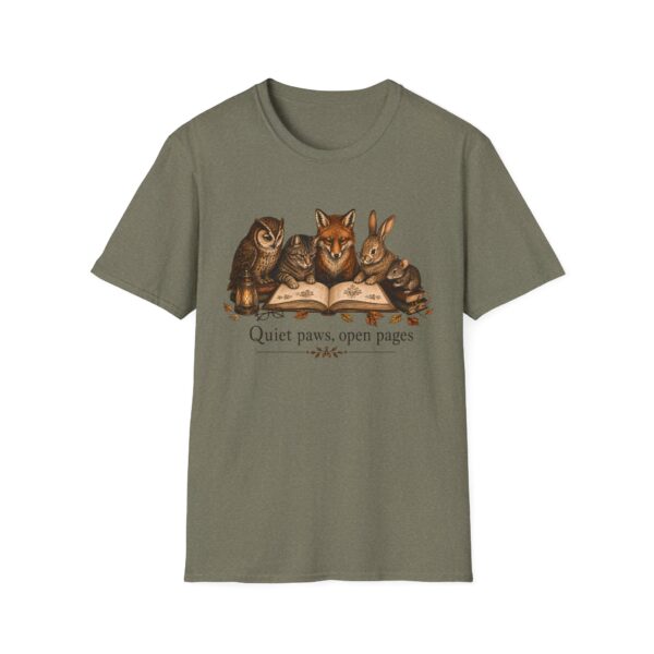 Reading Forest Animals T-Shirt — "Quiet Paws, Open Pages" Book Lover Tee
