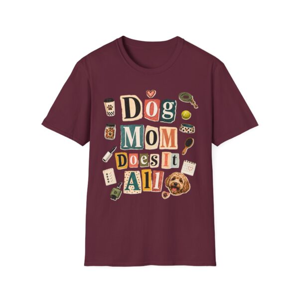 Dog Mom T-Shirt — "Dog Mom Does It All" Playful Collage Tee for Pet Lovers