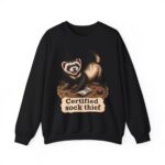 Certified Sock Thief Sweatshirt — Cute Ferret/Weasel Graphic Crewneck