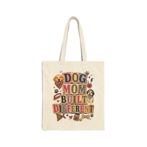Dog Mom Built Different Canvas Tote Bag — Cotton Grocery & Market Bag