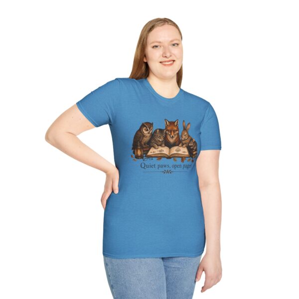 Reading Forest Animals T-Shirt — "Quiet Paws, Open Pages" Book Lover Tee
