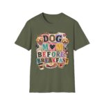 Dog Mom Before Breakfast Retro Paw & Bone T-Shirt