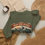 Vintage Mountain Camping Crewneck — "Map the Peaks / Camp the Quiet Miles"