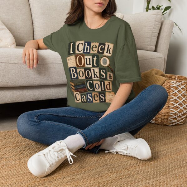 Book Lover T-Shirt — "I Check Out Books & Cold Cases" Graphic Tee