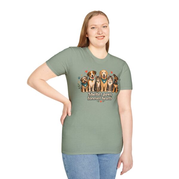 Shelter Paws Forever Hearts Rescue Dogs & Cats Adoption T-Shirt