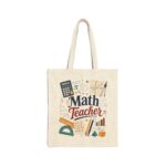 Math Teacher Canvas Tote Bag — Cute School Supplies Design
