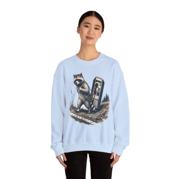 Raccoon in Ditch Vintage Crewneck Sweatshirt — Retro Payphone Graphic