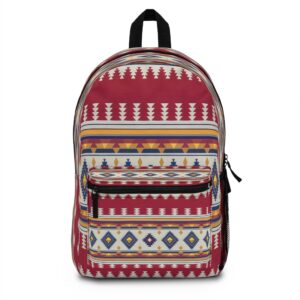 Backpack - Blue Diamonds and Burgundy Geometric Southwest Aztec Pattern Design