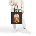 Canvas Tote Bag - Vintage Floral Coffee Cup Design (Latte Art)