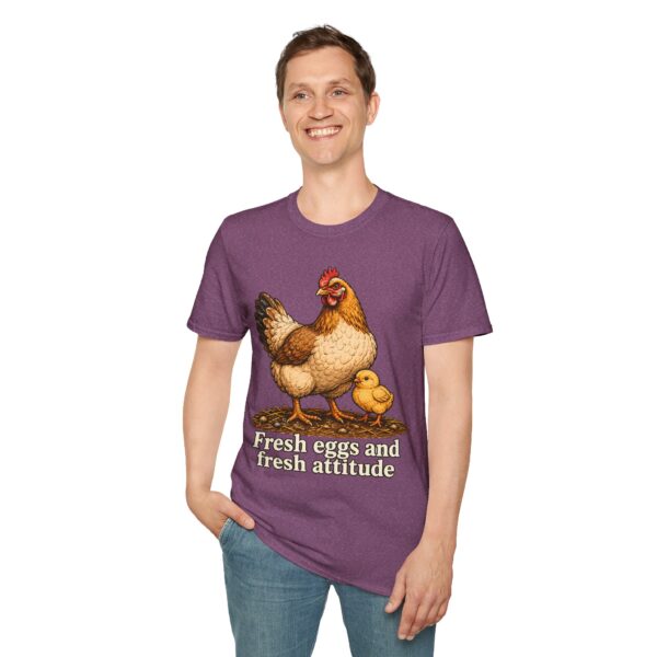 Chicken Farm T-Shirt — "Fresh Eggs and Fresh Attitude" Hen & Chick Tee