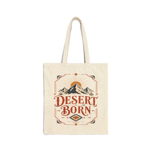 Desert Born Cotton Canvas Tote — Vintage Southwest Mountain Sun Eco Shopper
