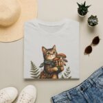 Cat Forager T-Shirt — Cute Kitten Holding Mushrooms “Forage Mode”