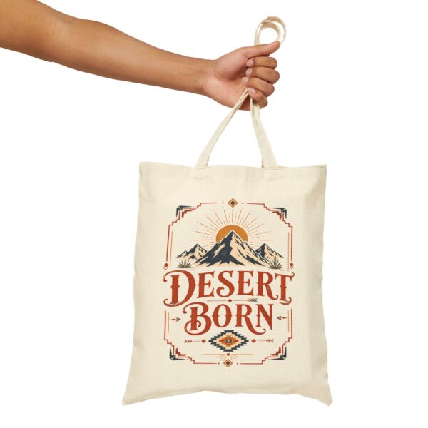 Desert Born Cotton Canvas Tote — Vintage Southwest Mountain Sun Eco Shopper