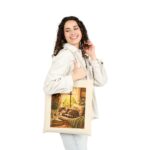 Cozy Window Cat Canvas Tote Bag — Cute Cat Lovers Cotton Canvas Tote