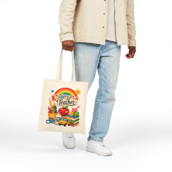 Kindergarten Teacher Canvas Tote — Cute School Supplies Rainbow Teacher Gift