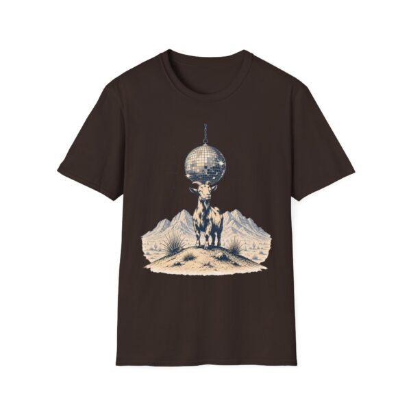 Goat Disco T-Shirt — Retro Monochrome 'Unfazed Goat' Graphic