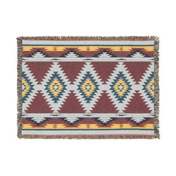 Woven Blanket Geometric Southwestern Tribal Art Red Yellow White Pattern